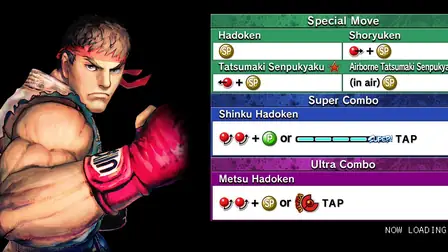 Fighting game special move and combo input list